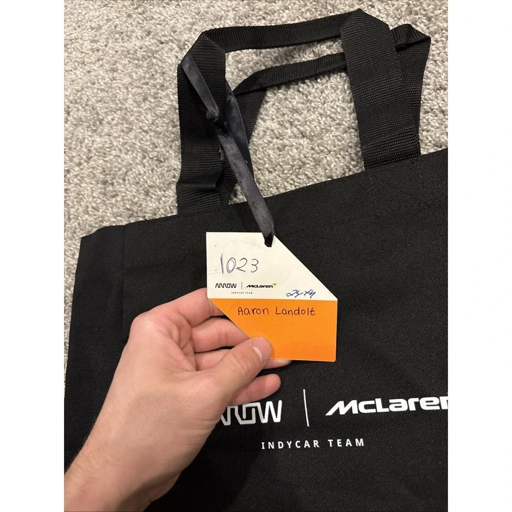 NEW OFFICIAL MCLAREN Indy Car TEAM ISSUE Black Tote Bag With Tags Rare